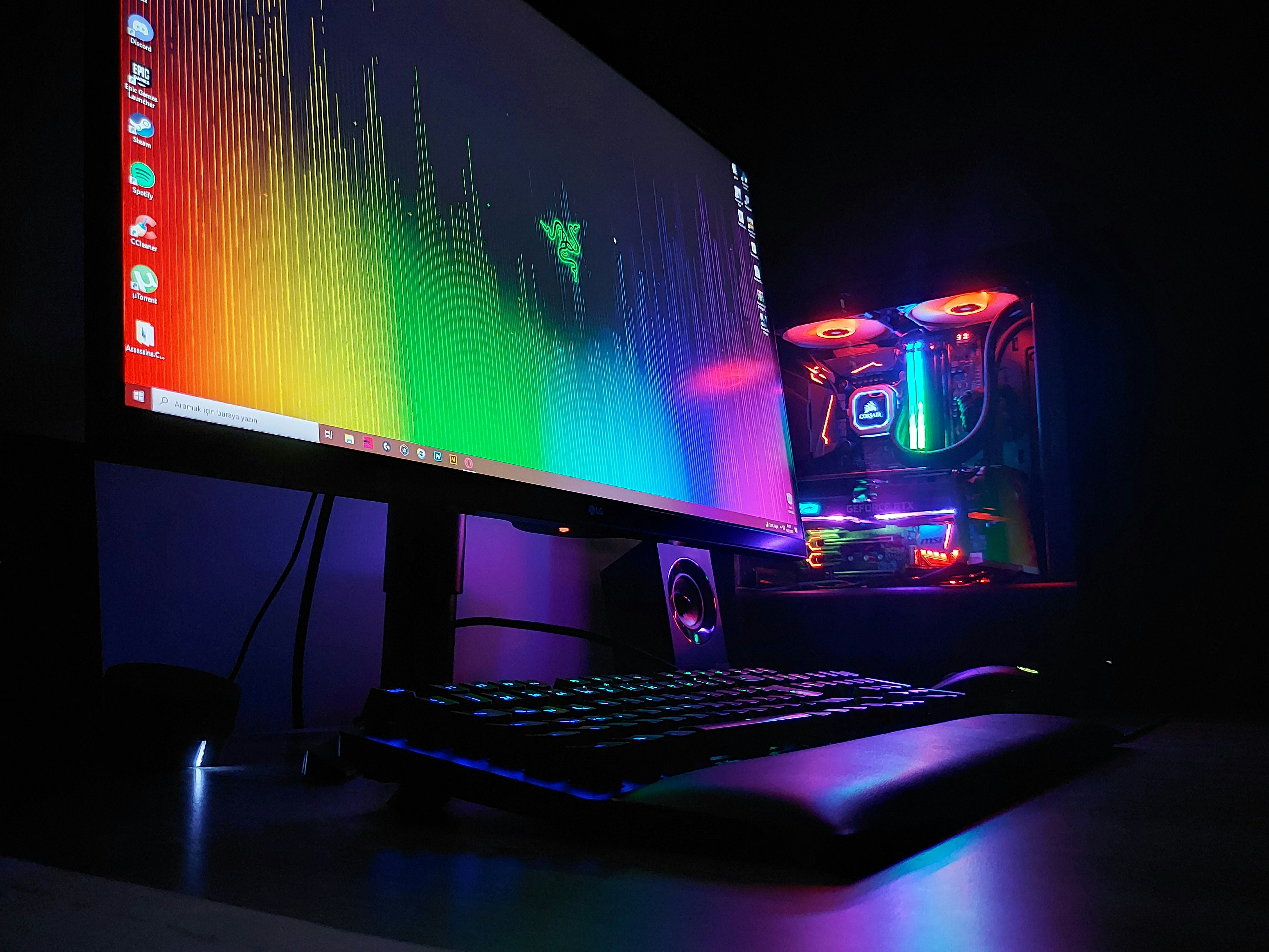 RGB Gaming PC setup. Not mine, though.